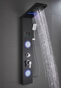 ELLO&ALLO Shower Panel System Tower, LED Rainfall and Mist Head Rain Massage Stainless Steel Bathroom Fixtures with LED Body Jets, Brushed Black