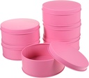 Kichvoe 6pcs Large Round Tinplate Cookie Tin with Lid Metal Storage Box for Candy Snacks Small Items Airtight Sealing for Freshness Reusable Gift Packaging Container Pink