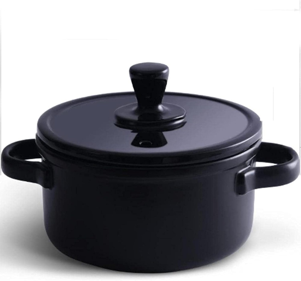 Terracotta Casserole Pot Small Crock Pot Soup Casserole High Temperature Ceramic Pot Household European Neoclassical Black - 2.0L