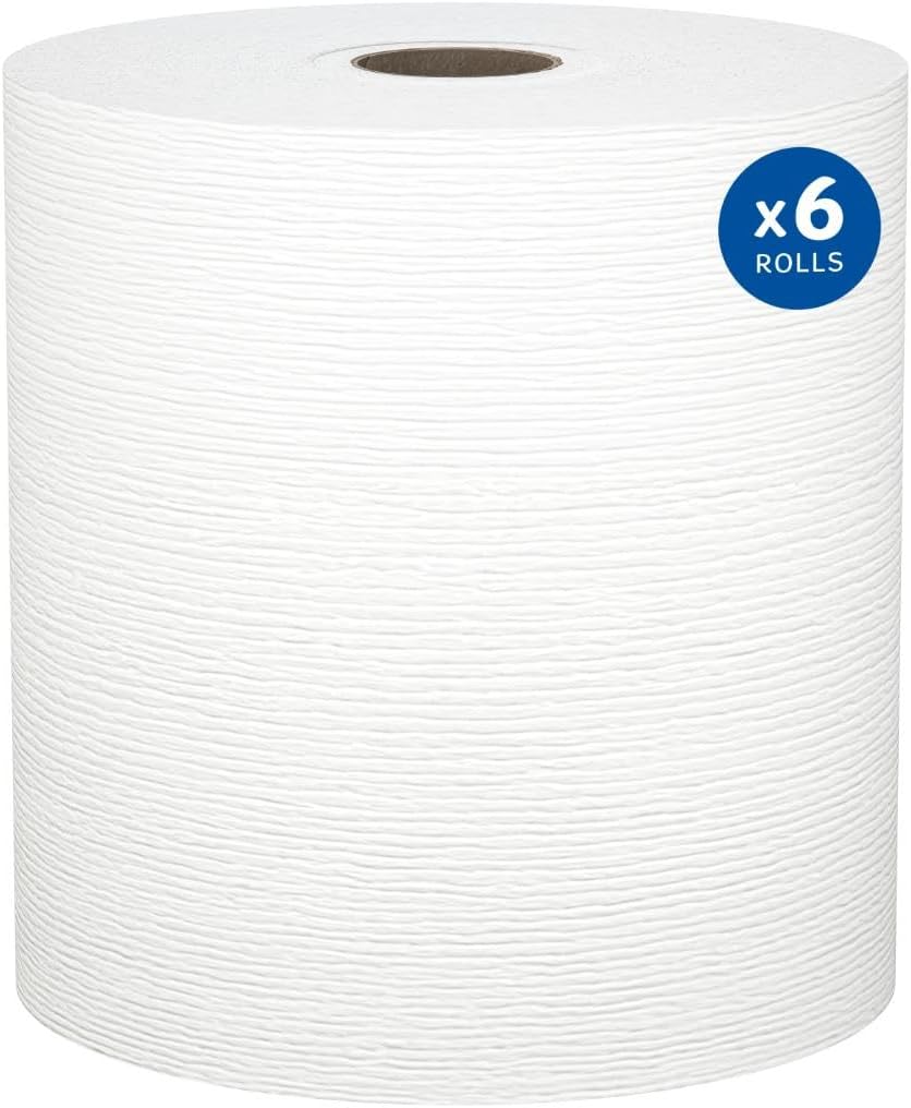 Kleenex Professional Universal Hard Roll Paper Towels, Bulk (50606), Hardwound 1.75' Core, Premium Absorbency Pockets, White (6 Rolls at 600' Each, 3,600'/Case)
