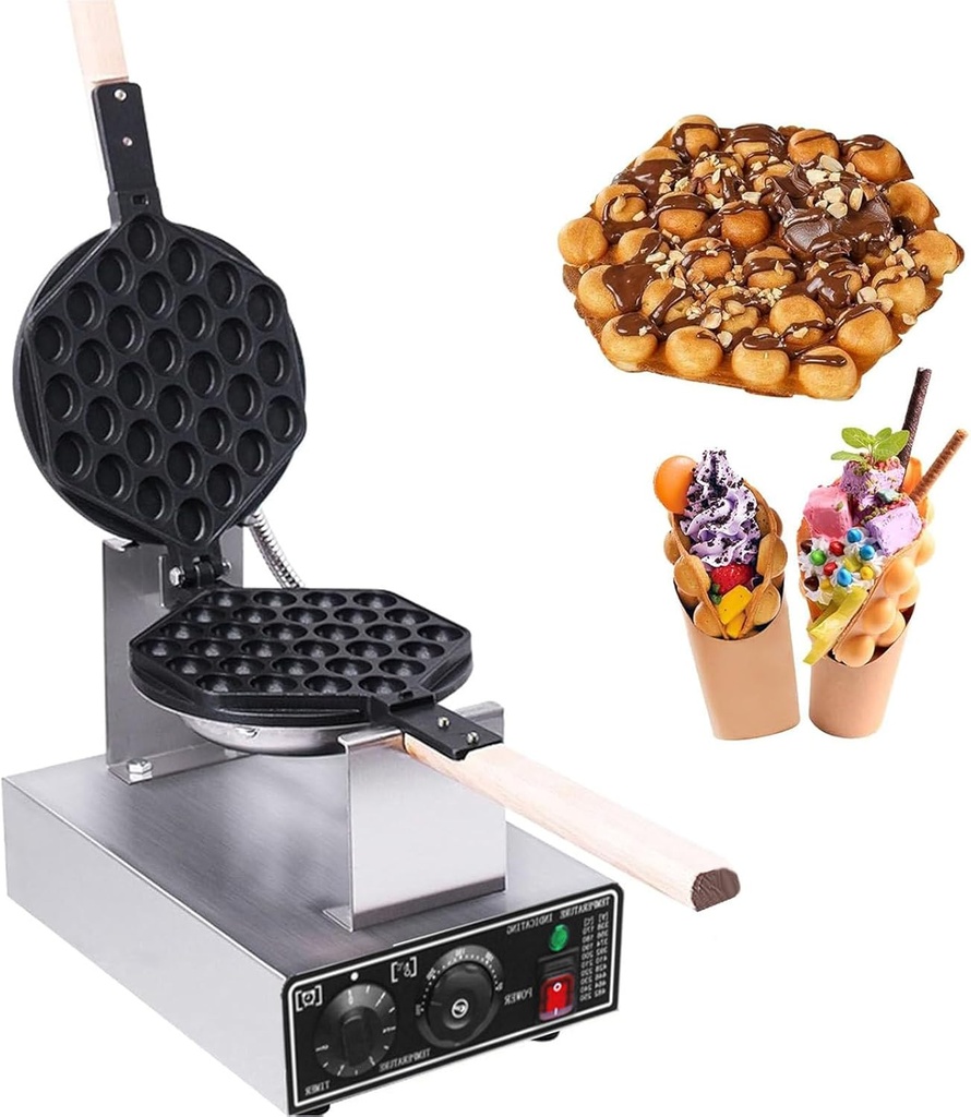 Bubble Waffle Maker 1400W Commercial Bubble Waffle Maker Machine Non-stick Egg Waffle Maker Electric Bubble Waffle Baker for Home Use