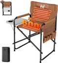 Slsy Heated Camping Chair Heats Back and Seat, Heated Portable Camp Chair with 3 Heat Levels, Heavy Duty Heated Director Chair for Lawn, Outdoor, Picnic, Lounge Patio