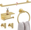 5-Piece Towel Bar Set Brushed Gold Bathroom Hardware Accessories Set Upgraded Toilet Paper Holder with Shelf Towel Holder Set for Bathroom Stainless Steel Wall Mounted