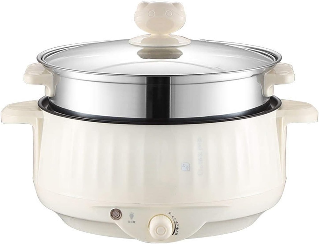 Electric Food Steamer, Non-Stick Electric Skillet, Multi Cooker with Lid, Stainless Steel Electric Hot Pot Food Steamer,26cm