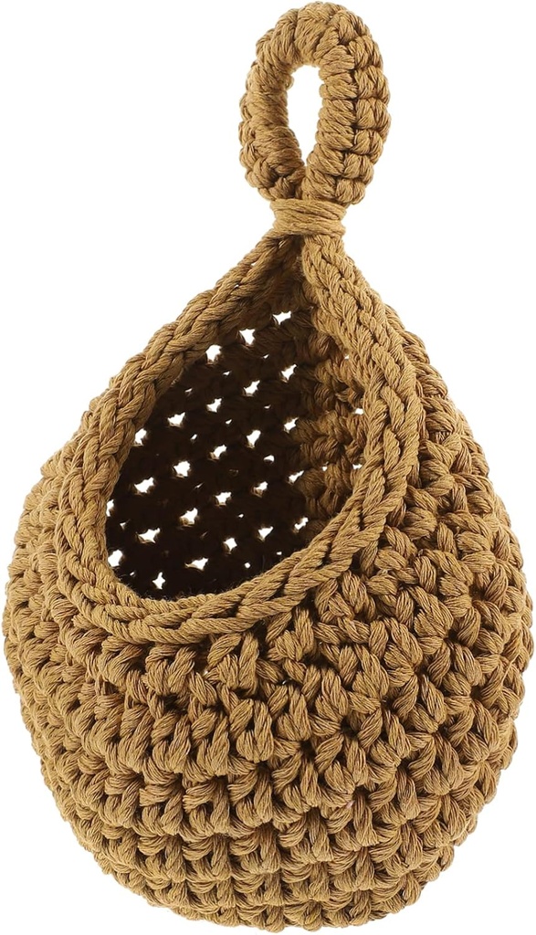 Veemoon Cotton Rope Wall Hanging Storage Basket Woven Vegetable and Fruit Organizer for Kitchen Office Home Decor Capacity for Snacks and Flowers Boho Style