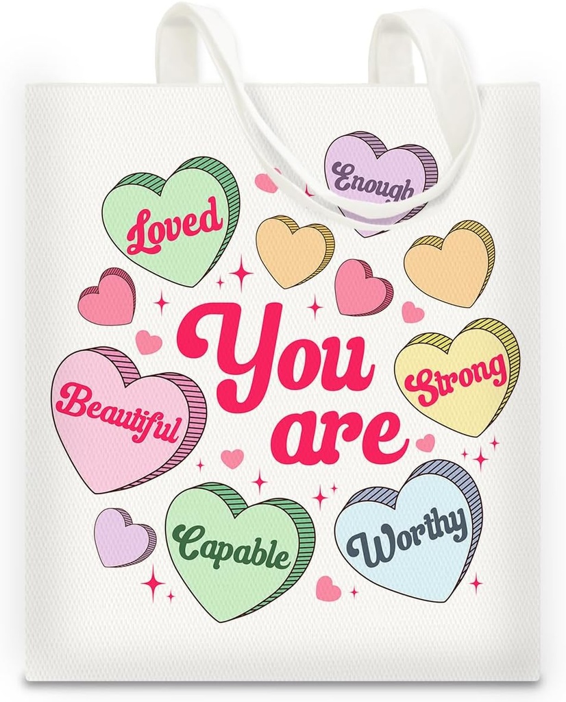 Inspirational You Are Loved Tote Bag Gifts for Teacher Positive Affirmations Canvas Tote Bag Gift for Mom Daughter Sister Friend