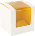 Cupcake Boxes with Yellow Window (Case of 100), PacknWood - Colored Box Cup Cake Carrier (3.3" x 3.3" x 3.3") 209BCKF1