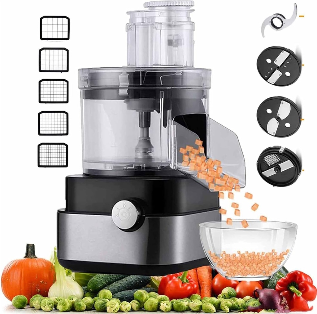 Commercial Electric Vegetable Dicer,Automatic Food Processor Fruit Cutting Machine,Ground Meat/Shredded/Sliced Multifunction 4 in 1 Electric Food Chopper Durable Easy To Clean