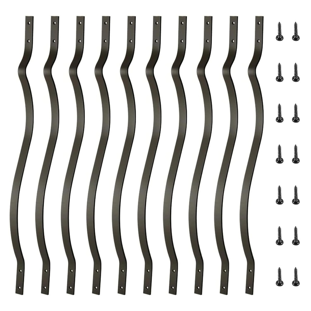 51 Pack Metal Deck Spindles, 36" Heavy Duty Railing, Wave Arc Baluster with Black Screws, Stylish for Outdoor Stair Porch
