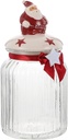 Christmas Cookie Jars Santa Claus Candy Jar Glass Food Storage Canisters Xmas Treat Container Tea Can with Lid for Kitchen Counter Holiday Table Centerpieces