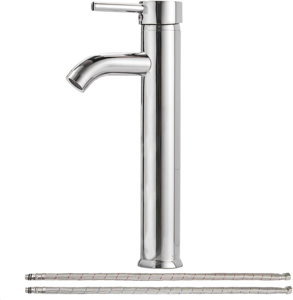 Vessel Sink Faucet Chrome Bathroom Faucets Single Hole Single Handle Modern Lavatory Commercial Bath Vanity Bowl Faucets Tall Body Supply Line