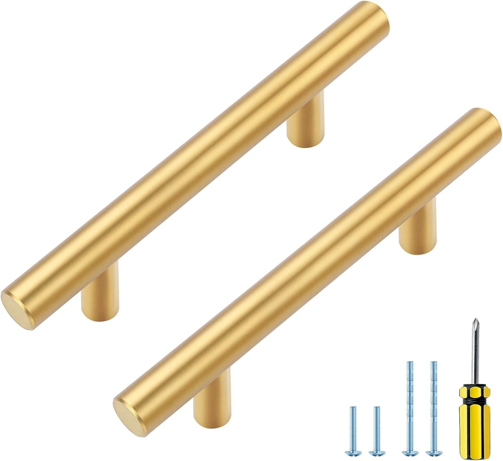 Ravinte Gold Cabinet Handles 30 Pack 5 Inch Brushed Gold Kitchen Cabinet Pulls 3 Inch Hole Center Brushed Brass Drawer Pulls Kitchen Hardware for Cabinet Drawer and Cupboard