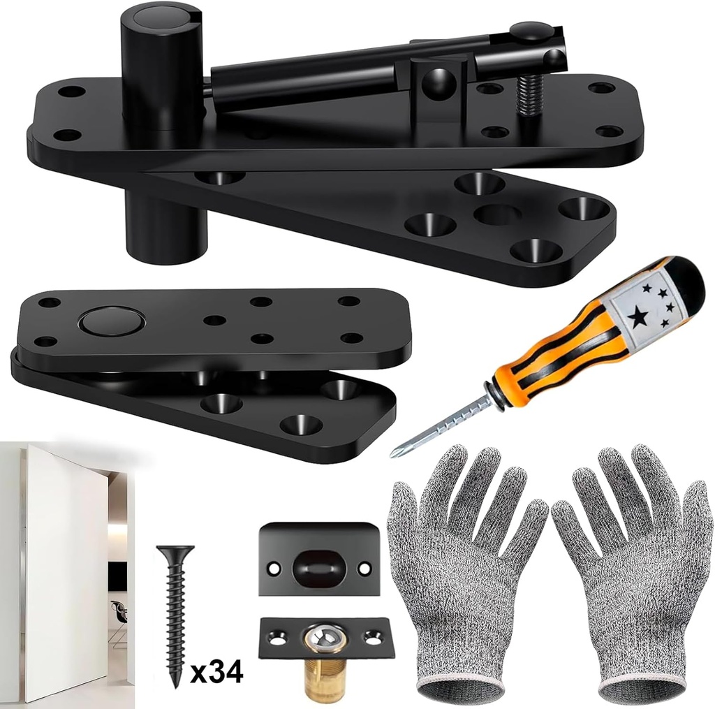 Hidden Door Hinge, Pivot Hinge - 570LBS Load-Bearing Heavy Duty 360° Door Kit Rotation Invisible Hinges for Secret Door, Hardware for Secret Doors, Bookcase