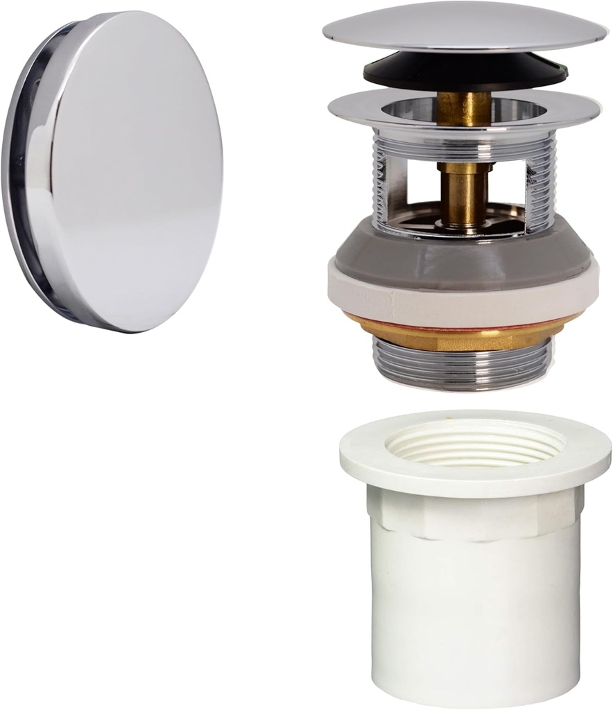 Westbrass D980LTBAA-26 Integrated Overflow Drain Trim Kit with Illusionary No-Hole Overflow and PVC Adapter, Brass, Polished Nickel