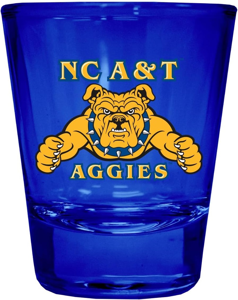 R and R Imports North Carolina A&T State Aggies Full Color 2 oz Shot Glass Blue Officially Licensed Collegiate Product 4-Pack