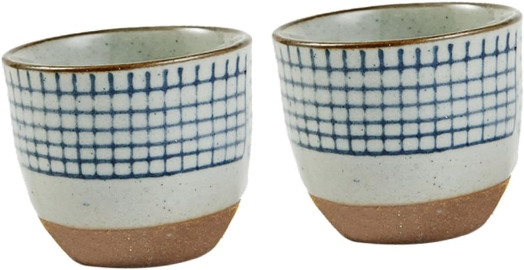 Japanese Sake Serving Cup Set of 2 Hand-Painted Glazed Ceramic Sake Cups for Traditional Serving for Parties and Gatherings