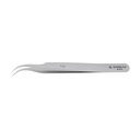 Excelta Curved Very Fine Point Tweezers, 45° Angle, Anti-Magnetic Stainless Steel, Ideal for Magnified Applications, 4.5" Length, Professional