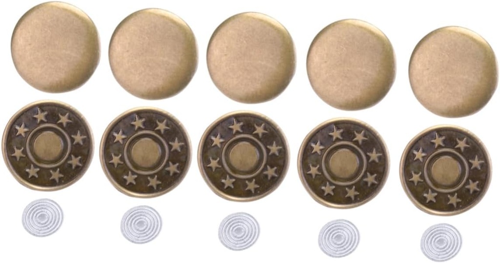OHPHCALL 50 Set Metal Jeans Buttons with Reinforced Rivets for Easy No-sew Replacement Jeans Shorts Jackets Suspenders Bronze Buckles for Home and Store Use
