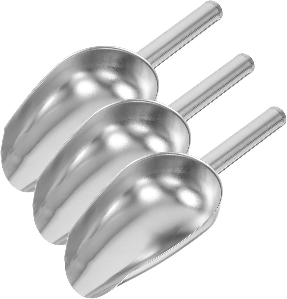 ABOOFAN 3pcs Stainless Steel Ice Scoop Metal Food Scoop Shovel for Candy/Ice Cube/Flour/Sugar/Coffee Bean/Protein Powder/Pet Dog Food for Home Kitchen Jars Bar Buffet