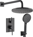 Bathroom Rainfall Shower System Set with 10'' Rain Shower Head, 3-Setting Handheld Spray, Valve Included Wall Mounted Matte Black SF001MB-D10