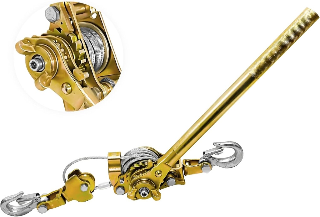 Come Along Winch Heavy Duty 2-Ton Capacity 6.56ft Come Along Cable Puller with 2 Hooks Dual-Gear Come Along Tool for Professional Lifting & Pulling