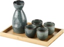 Vintage Ceramic Sake Cup 6 Piece Set Sake Cup Fog Green Handicraft Wine Glass Cold Hot Tea Drinkware Sake Cup Sake Pots