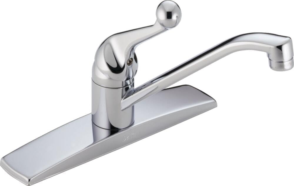 Delta Classic Chrome Kitchen Faucet, 3 Hole Kitchen Sink Faucet, Chrome 100LF-WF