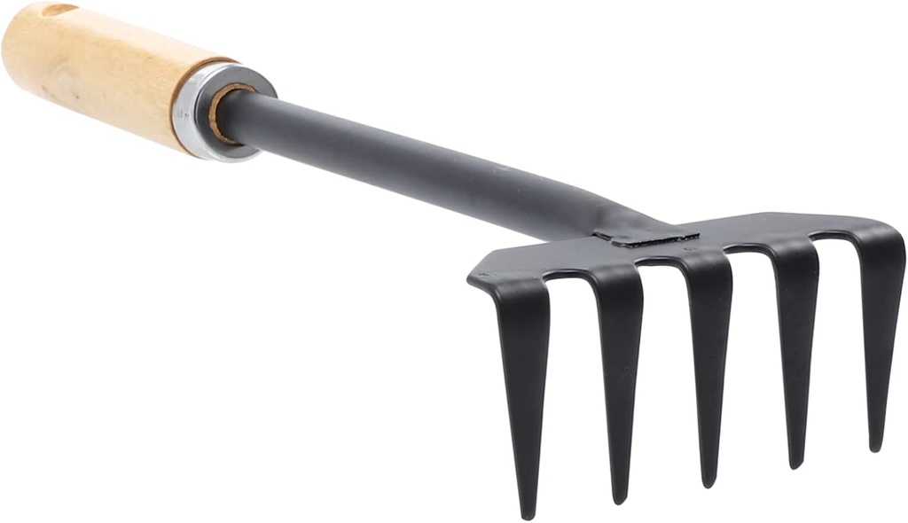 Mini Garden Rake Ergonomic Hand Tool for Soil Cultivation Grass Raking and Aerating for Garden Debris Cleanup and Loosening Soil Effortlessly