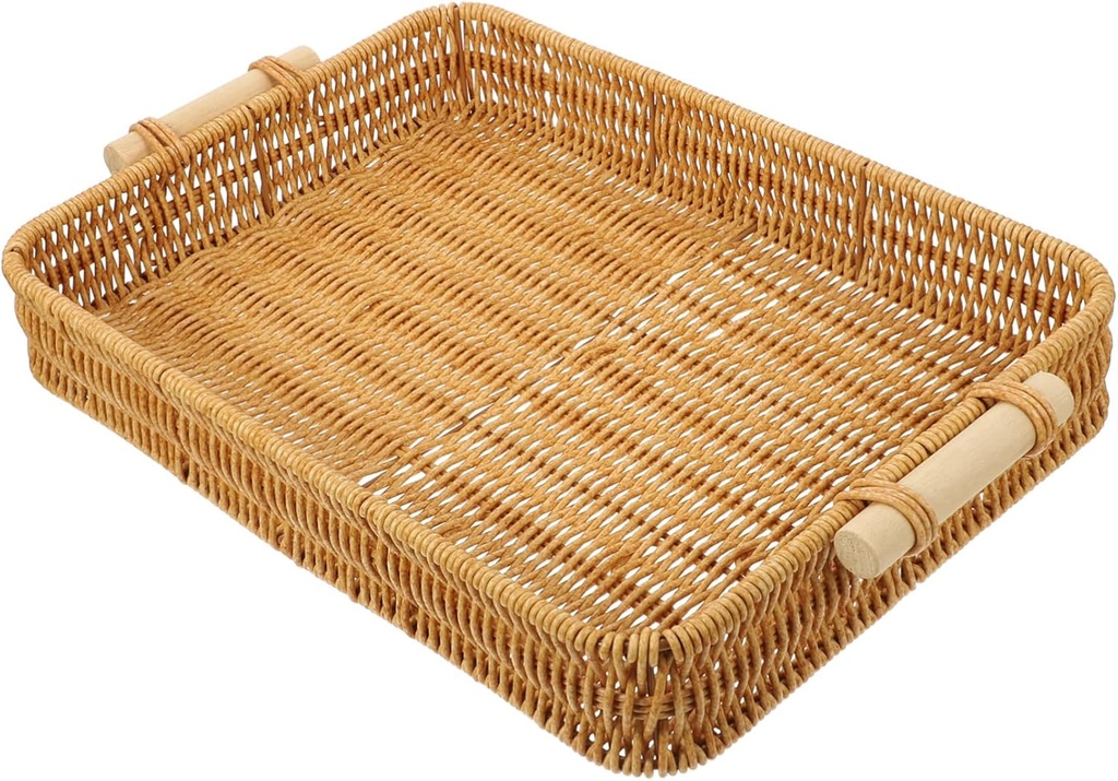 Bread Box for Kitchen Countertop Rattan Woven Storage Basket Baskets for Organizing Decor Tray Kitchen Woven Tray