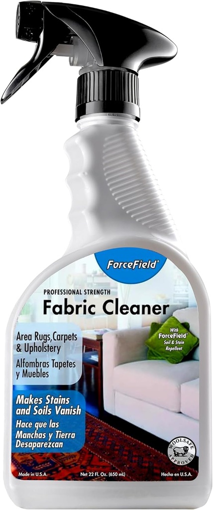 ForceField® Fabric Cleaner Professional Strength, Deeply Penetrates Water Safe Fabric & Fibers of Upholstery, Clothing, Rugs & Carpeting - 22oz