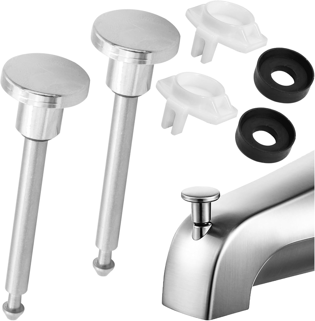 2 Set Tub Spout Diverter Repair Kit, Includes 2 Diverter Valve Stems, 2 Cup Seals and 2 Gates, Bathroom Shower Bathtub Leak Faucet Repair Replacement Parts, Chrome Plated