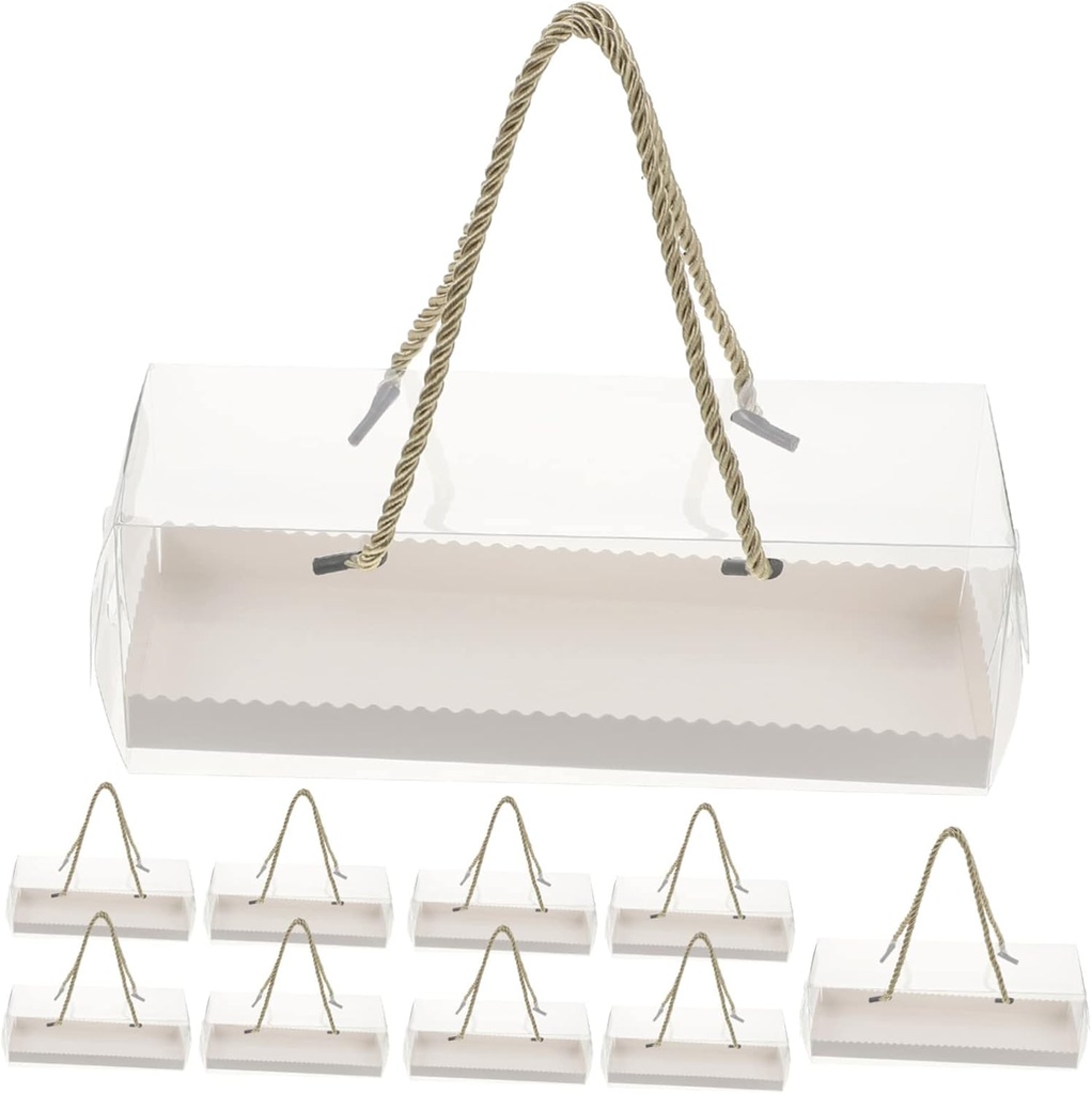 OUNONA 10Pcs Clear Cake Packing Box Handheld Dessert Carrier Individual Cupcake Boxes for Parties Lightweight and Easy to Clean for Outdoor Banquets and Birthdays