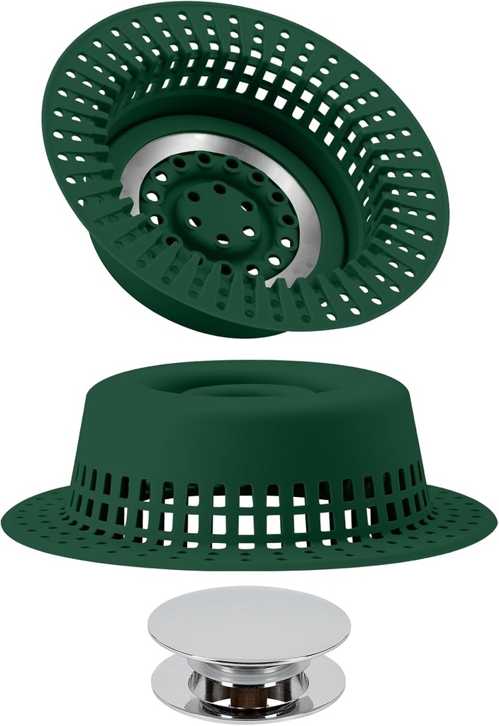 Drain Hair Catcher, Bathtub Drain Cover Hair Stopper Upgraded Protector with Silicone & Stainless Metal Designed for Pop-Up and Regular, Effective Without Slowing Drainage