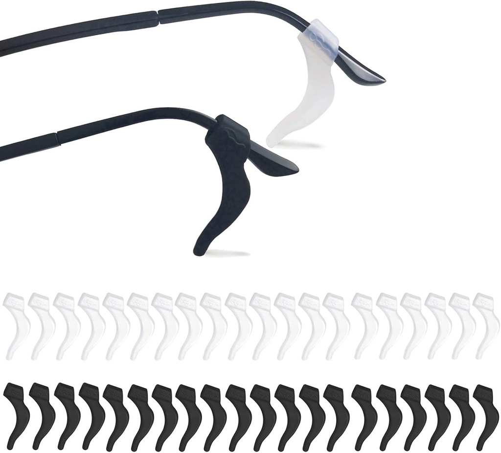 YINGFENG 20Pairs Glasses Anti-slip Silicone Ear Clip, Glasses Holder With Storage Box, Sports Eyeglass Ear Grips, Safety Eyewear Retainers for Sunglasses Presbyopia Eyeglass (10 Black 10 white)
