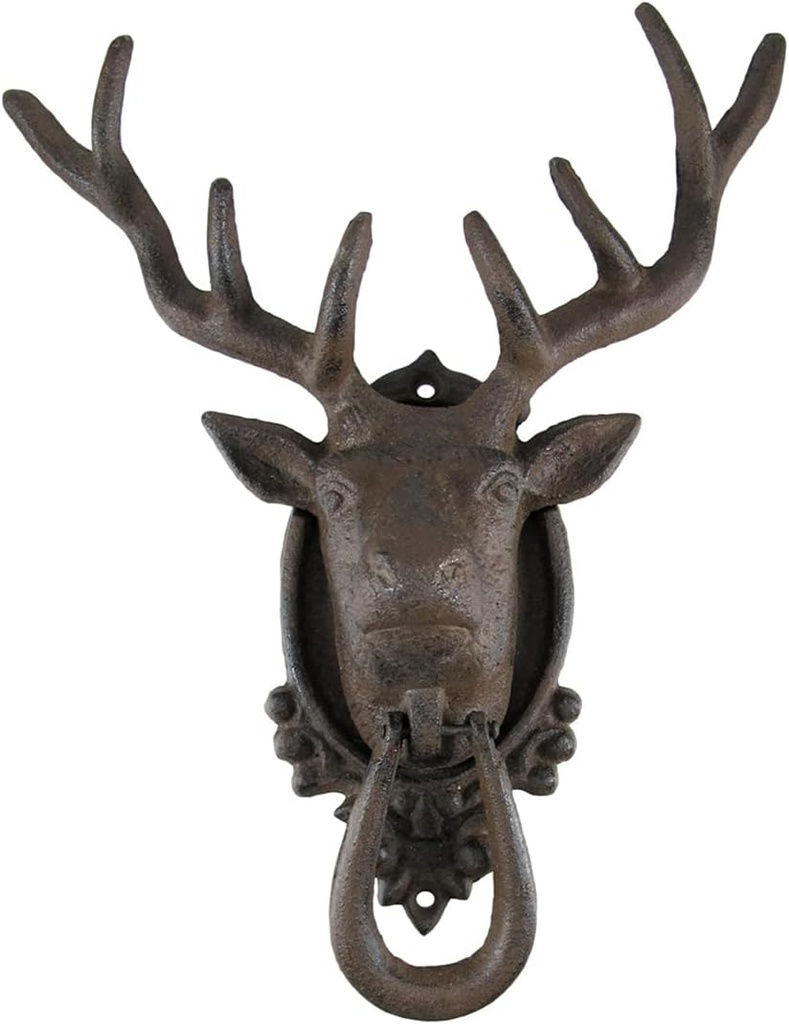 Antiqued Finish 8 Point Buck Deer Door Knocker