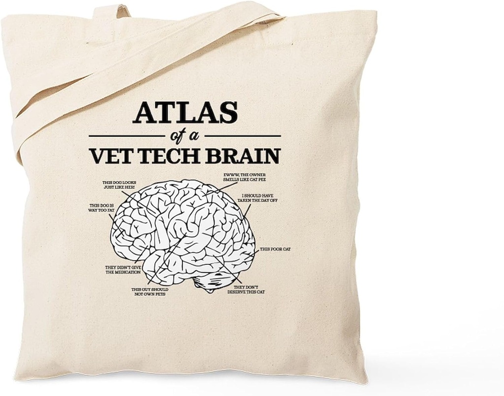 CafePress Atlas Of A Vet Tech Brain Tote Bag Natural Canvas Tote Bag, Reusable Shopping Bag