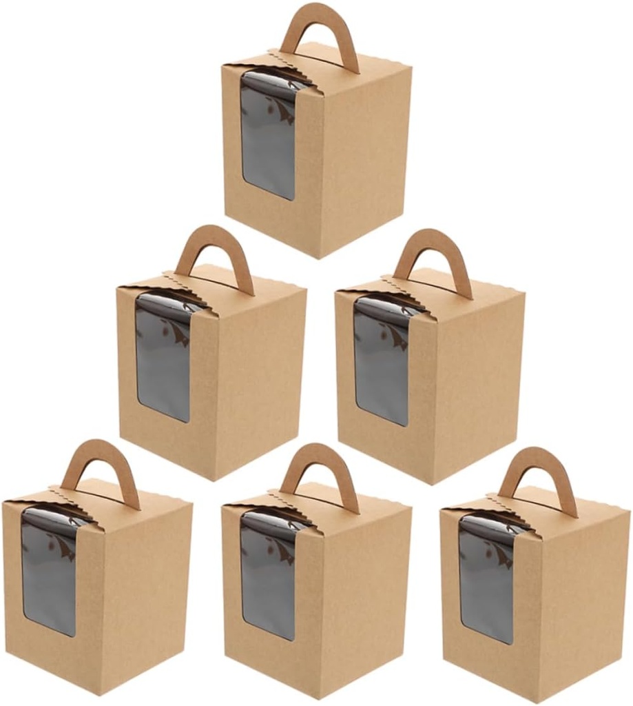 LIFKOME 50-Piece Cake and Muffin Storage Boxes Sturdy Kraft Paper Dessert Packaging Window for Cupcakes and Pastries for Bakeries and Parties