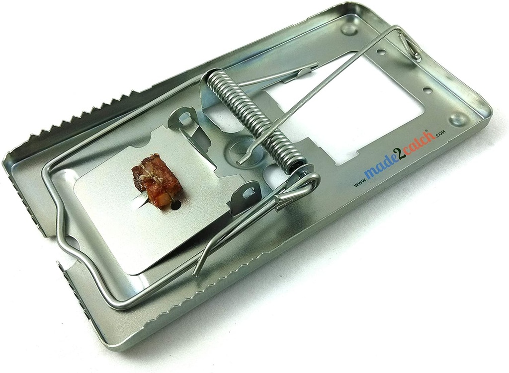 Pack of 4 made2catch Classic Metal Rat Traps Fully Galvanized - Humane Snap Traps That Work, Durable, Reusable and Effective