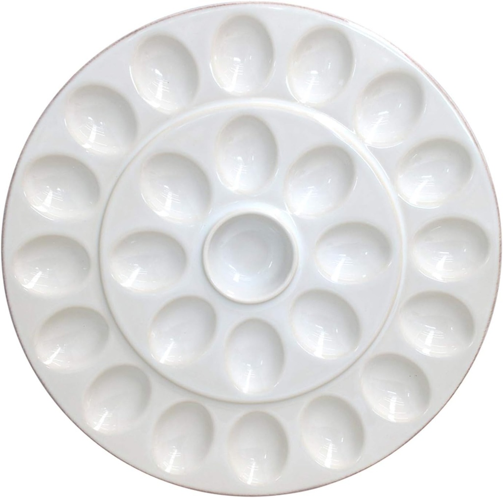 Casafina Ceramic Stoneware 13'' Egg Platter - Cook & Host Collection, White | Microwave, Dishwasher, Oven & Freezer Safe Dinnerware | Food Safe Glazing | Restaurant Quality Serveware
