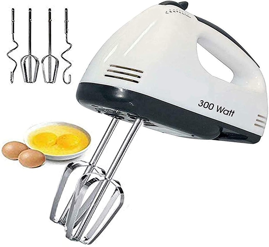 Electric Handheld 7 Speed Fit Double Whisk Eggs Mixer Batter Beater Cake Baking Tools (White)