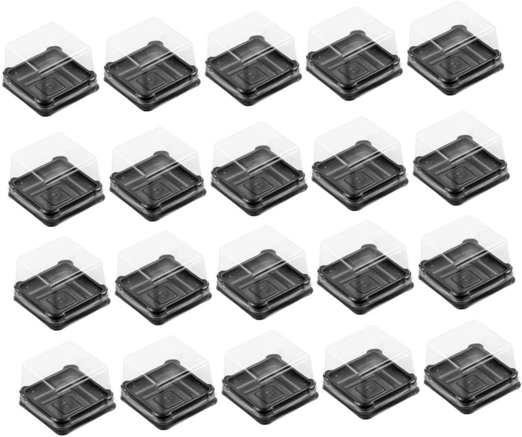 Zerodeko 150pcs Egg-yolk Puff Boxes Moon Cake Packing Containers for Desserts Cookies and Pastries Strong Sealing and Protection Black Plastic Design