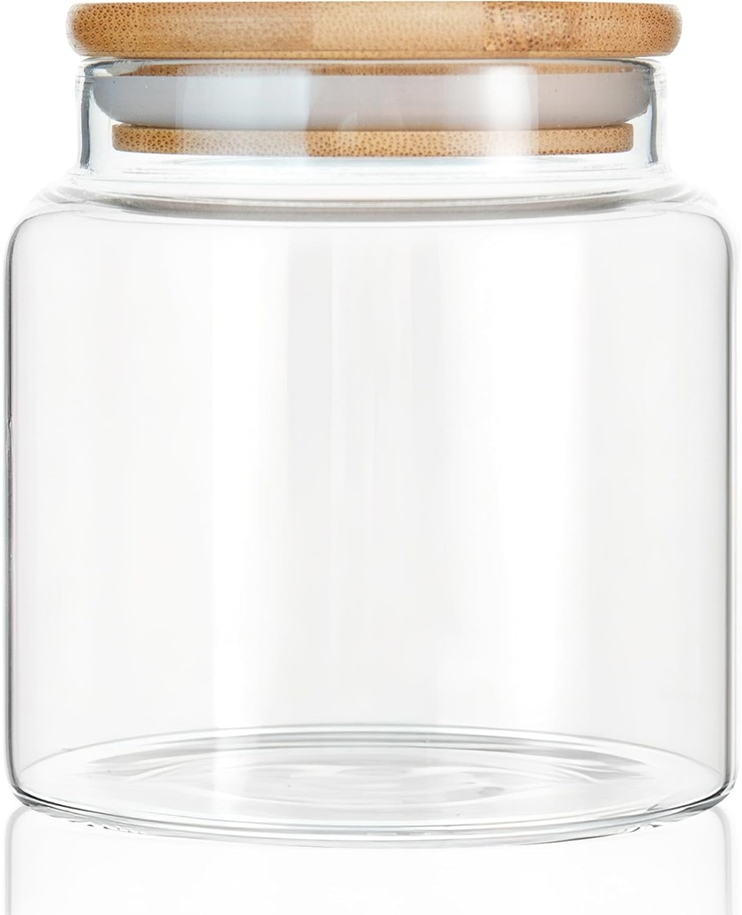 16 oz/480 ml Glass Storage Canister with Airtight Lid, Clear Decorative Container Jar for Coffee, Spice, Candy, Salt, Cookie, Condiment, Pepper, Sugar, Overnight Oats - Small
