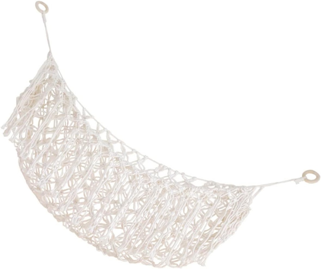 IMIKEYA Woven Cotton Rope Fruit Hammock Under Cabinet Hanging Organizer for Kitchen Countertop Storage Multi Function Vegetable Net Bag in Beige Space Saving Rustic Design for Fruits and