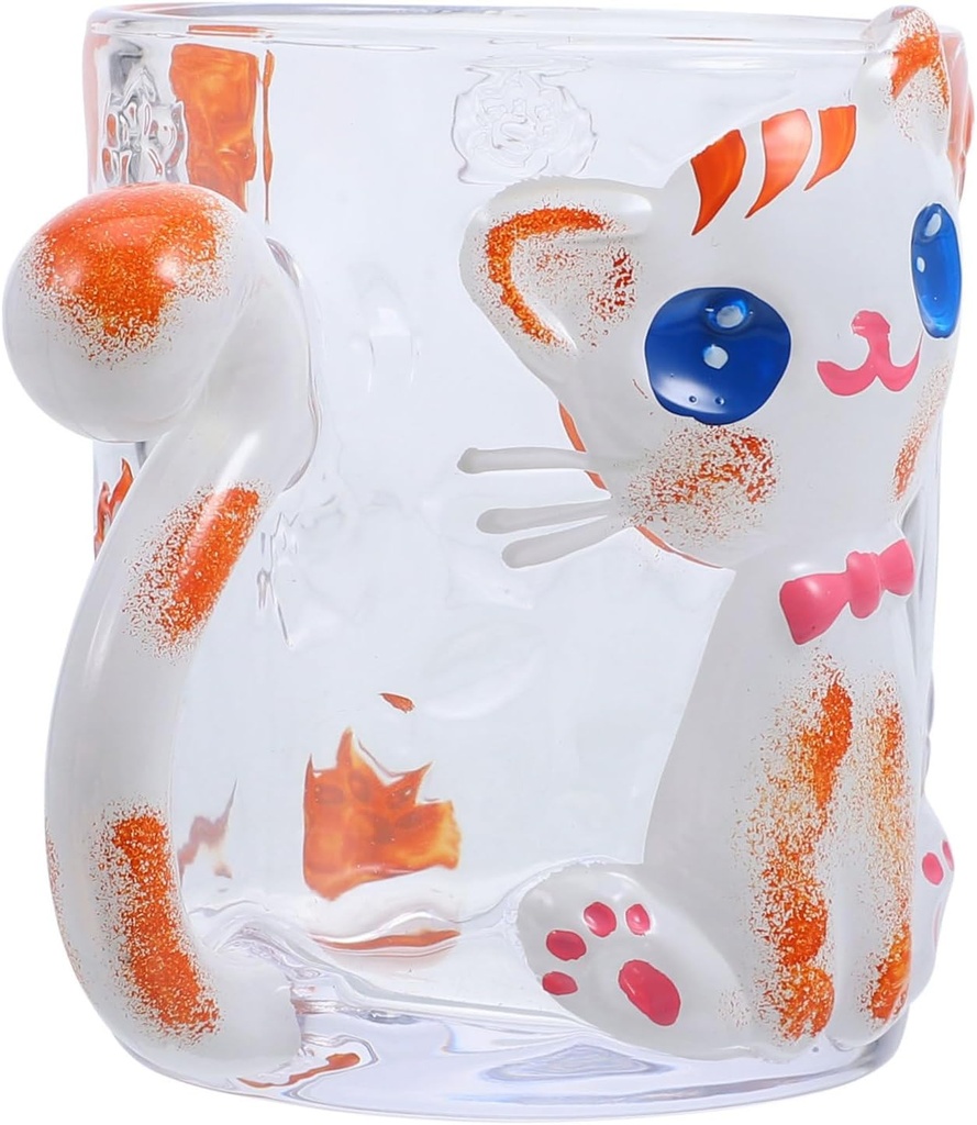 Glass Cup Cute Hand-painted Water Mug for Beverages for Home Parties Weddings and Birthdays Adorable Design for Cat