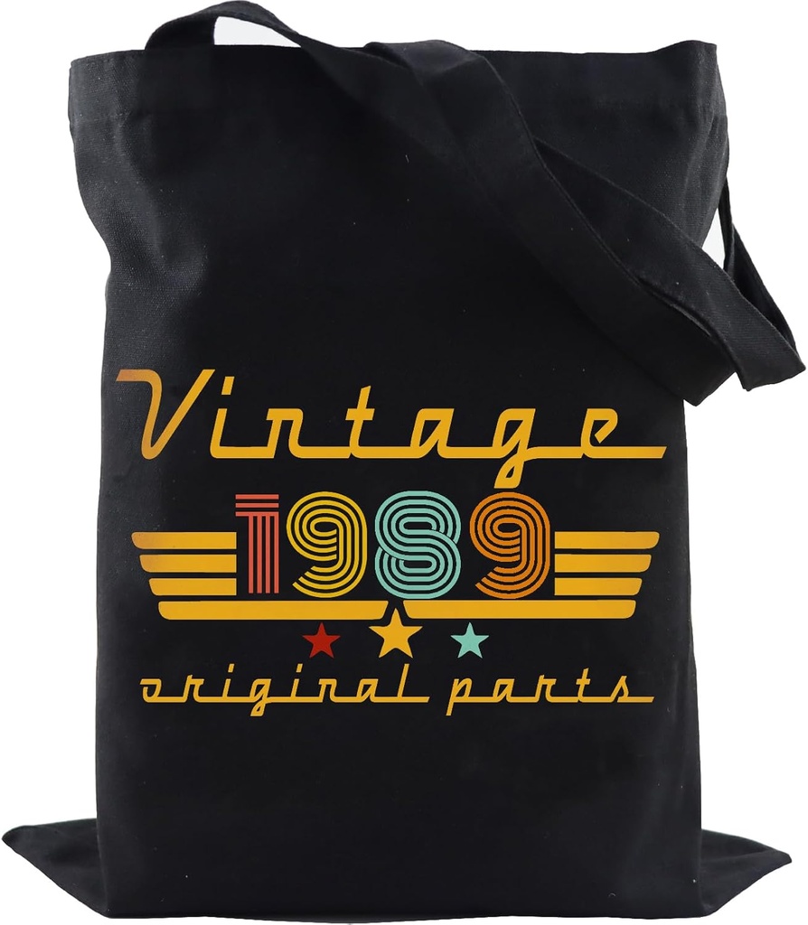 1980 1981 1982 1983 1984 1985 1986 1987 1988 1989 Birthday Gifts for Women, Reusable Canvas Tote Bag for Traveling