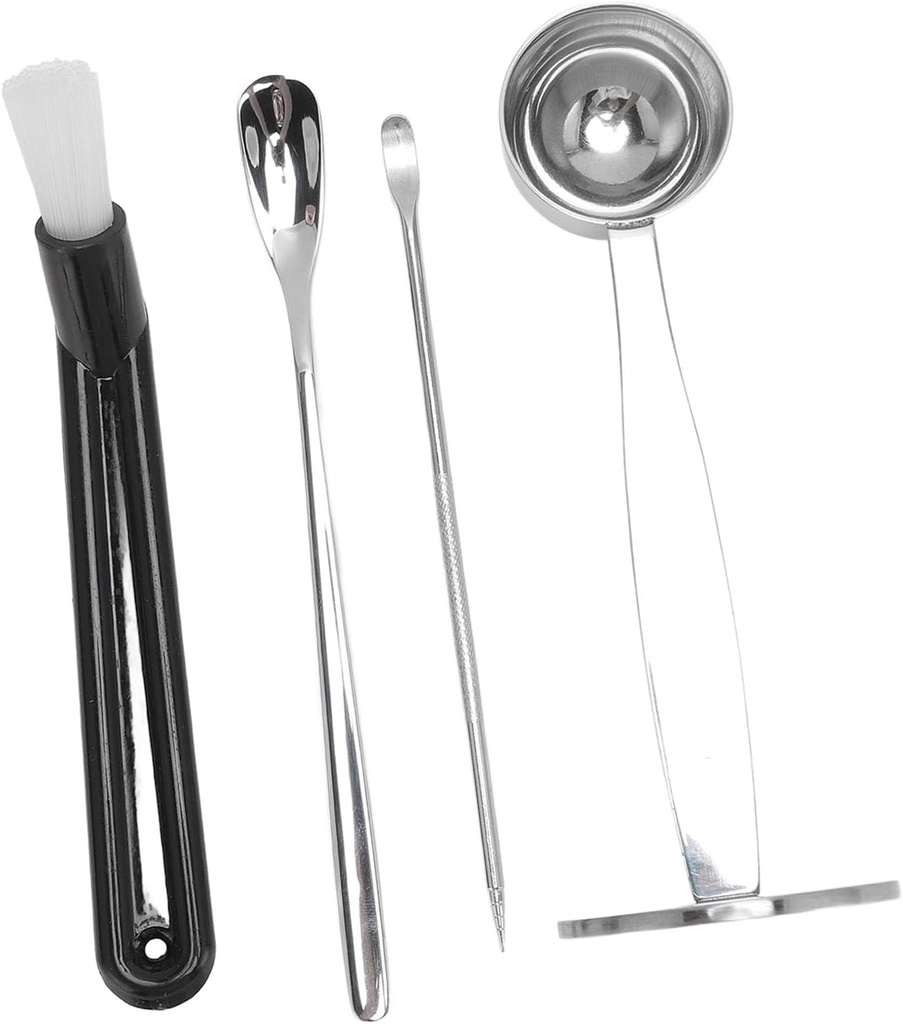 Coffee Scoop Coffee Scoops Spoon Powder Tamper with Nylon Brush Ergonomic Grip Fine Workmanship Tamping Pressing Tool for Making Stainless Steel