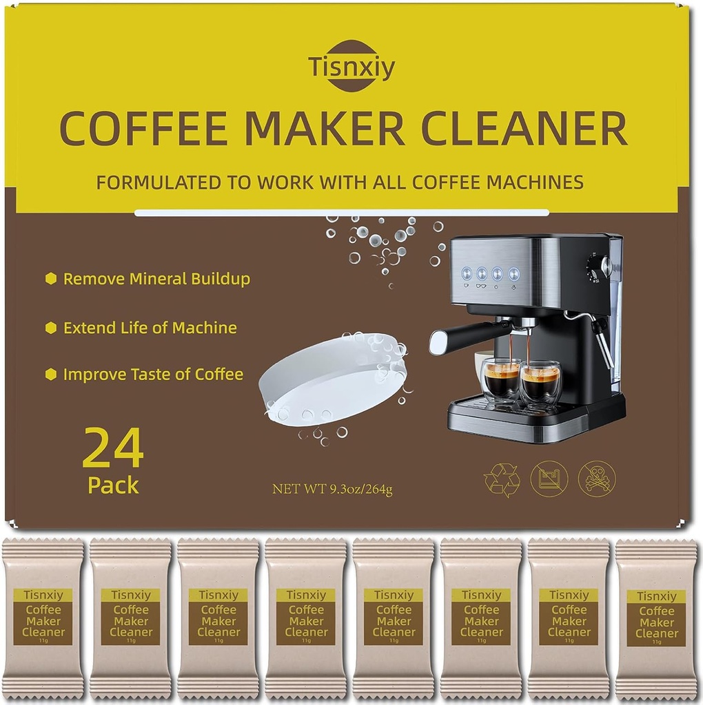 Coffee Maker Cleaner & Descaler Tablets - 24 Count - Compatible with Deep Cleaning and Descaling for All Coffee Makers - XL Tablets-Removes Limescale-Deep Cleans