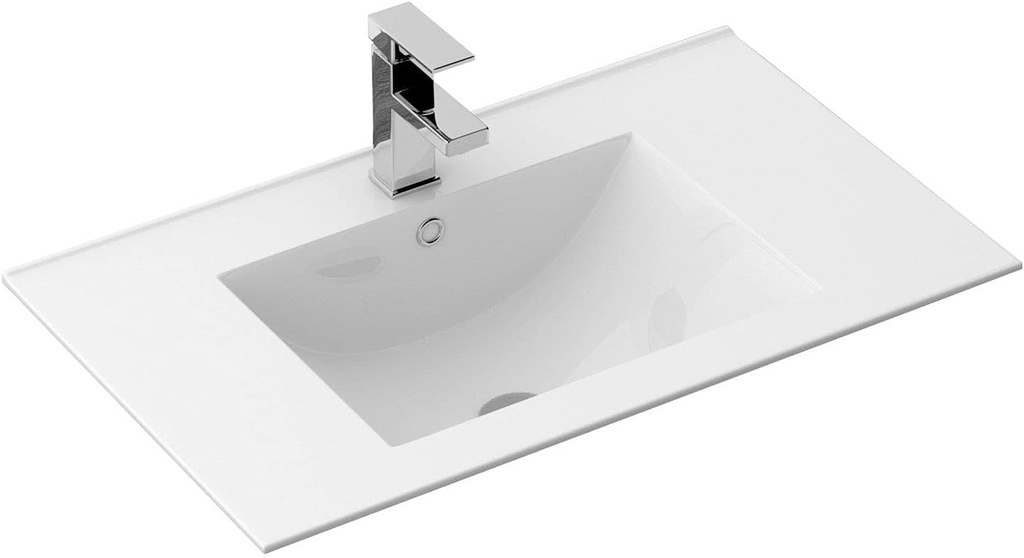Rea Dafne 75 Recessed Washbasin Bathroom Sink 760 x 465 x 180 mm Ceramic (White)