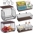 5 Pack Wall Storage Hanging Baskets - Large Wall Basket Storage Organization for Bathroom Bedroom Dorm Office, Open Organizing Box Utility Containers for Kitchen Closet Cabinet Shelf Garage Craft