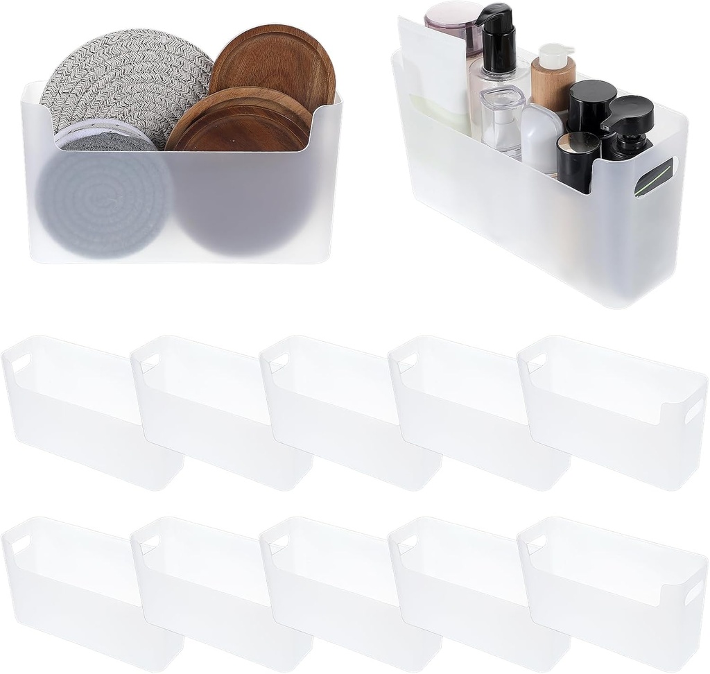 10 Pcs Plastic Over Cabinet Door Organizer, Adhesive Wall Mount Storage Organizer Container Clear Makeup Organizer Hanging Basket Bins For Craft Room, Pantry, Office, Space Saving Holder for Kitchen